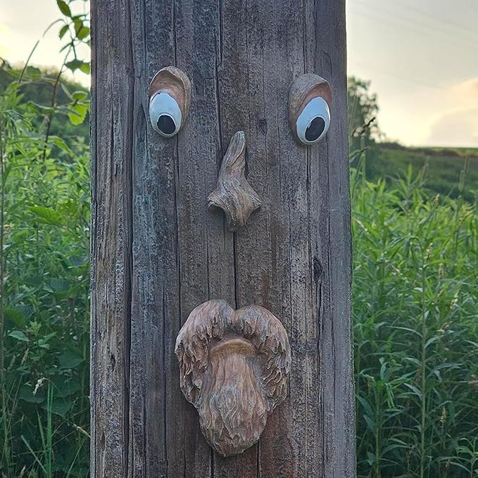 Tree Faces Decor Outdoor, Tree Face Outdoor Statues Old Man Tree Hugger Bark Ghost Yard Art Garden Decoration, Tree Decorations Outdoor for Halloween Easter Garden Creative Props (Style A)