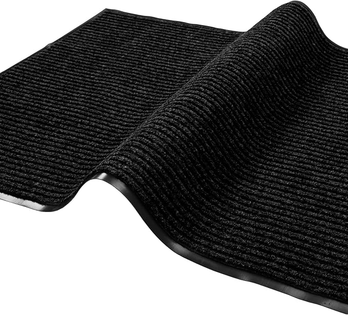 fani Heavy Duty Large Outdoor Indoor Entrance Black Doormat Waterproof Low Profile Entrance Rug Front Door Mat Patio Anti-Skid Rubber Back, 35x60 inch (Black)