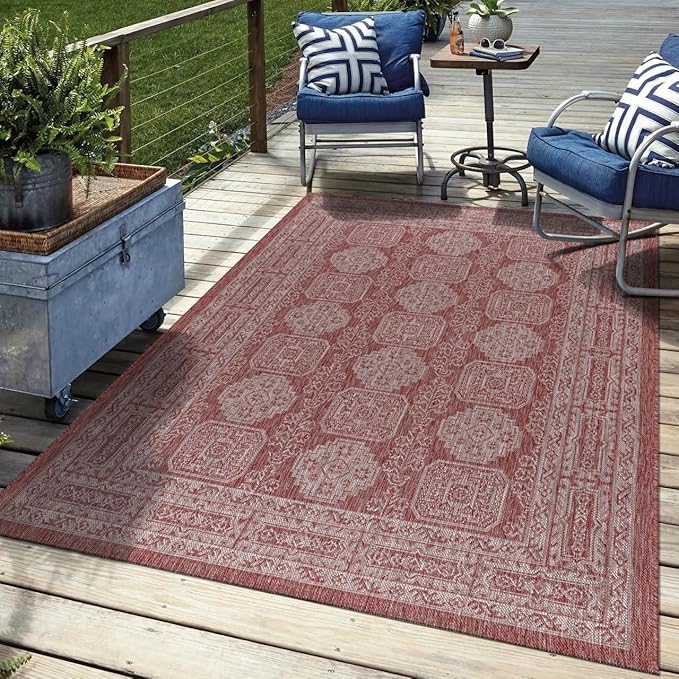 Keen Home Design Terrace Outdoor Area Rug - 6x9 Washable Indoor/Outdoor Rug for Patio, Kitchen, Balcony, Beach, Garden, Deck and Porch, Size: 6'x8'10"