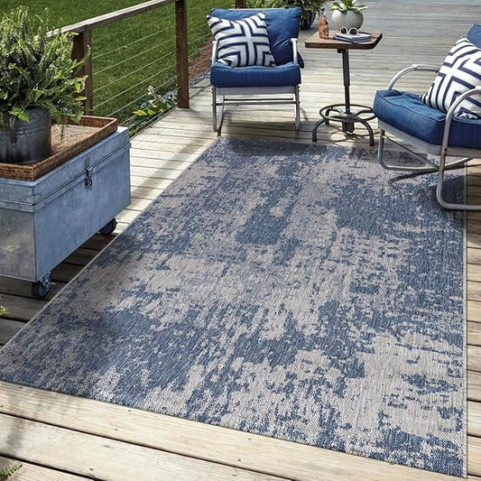Keen Home Design Terrace Outdoor Area Rug - 6x9 Washable Indoor/Outdoor Rug for Patio, Kitchen, Balcony, Beach, Garden, Deck and Porch, Size: 6'x8'10"
