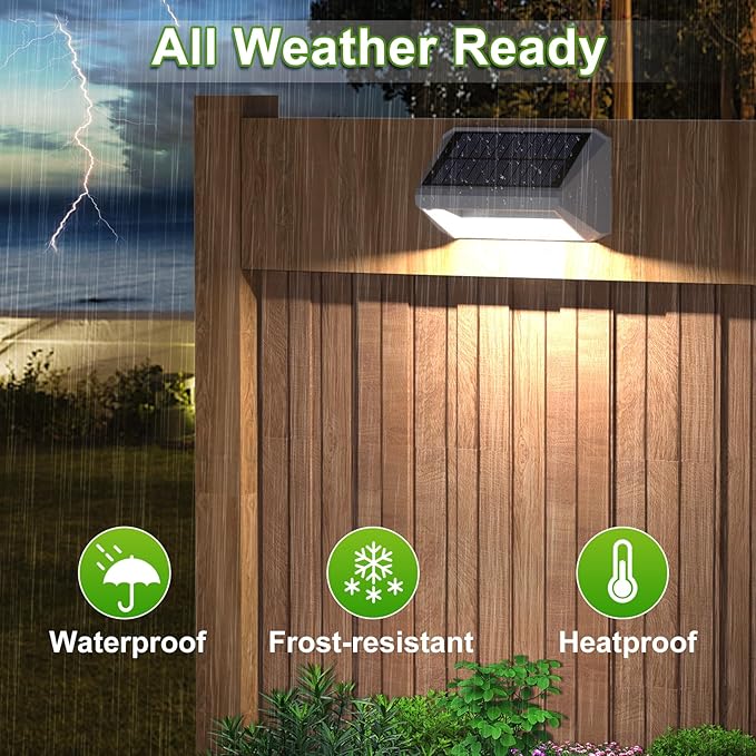 LANSOW Solar Fence Lights 10 Pack, Cool ，Warm and White, Solar Deck Lights Outdoor Waterproof, Dusk to Dawn Solar Powered Decor for Outside, Step, Yard, Patio, Wall, Stair