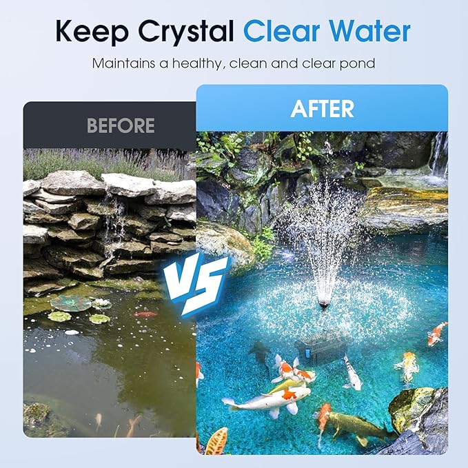 POPOSOAP Pond Filter with Pump Fountain Kits, 660GPH Pond Filter with 40W Pond Pump & Fountain Kit, Koi Pond Filters for Outdoor Ponds Clean, Clear, and Add Water Features(Corded Electric)