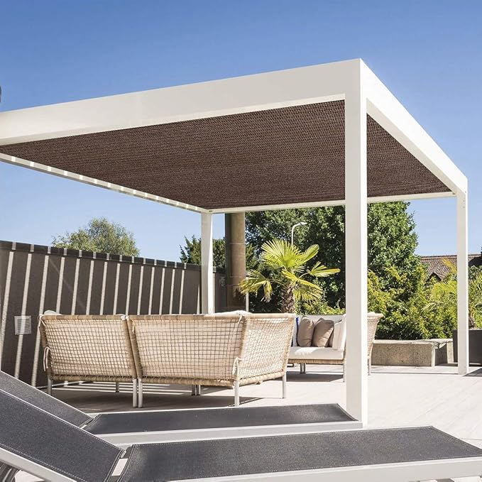 Eden's Decor Straight Flat-Edged Sun Shade Sail Rectangular 9' x 16' Brown UV-Blocking Outdoor Canopy Fabric Cloth Awning for Pergola Patio Garden Backyard Custom Size