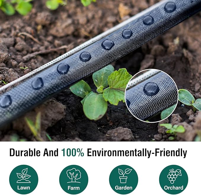 Soaker Hose 75ft for Garden Beds, Drip Irrigation Hose Saves 80% Water, Leak Proof Sprinkler Hose For Garden, Lawn, Flower Bed, Vegetable Field (75FT)