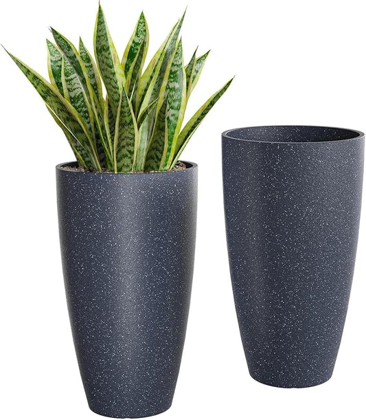 QCQHDU 21 inch Tall Planters for Indoor & Outdoor Plants, 2 Pack Sturdy Plant-Flower-Tree Pots for Front Porch Patio Deck Living Room Decor