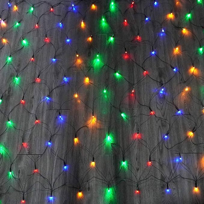 Dazzle Bright Christmas Net Lights, 360 LED 12FT x 5 FT Green Wire Waterproof Connectable String Lights with 8 Modes, Christmas Outdoor Lights for Bushes Garden Holiday Decoration (Multi-Colored)