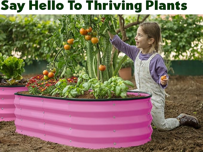 Galvanized Raised Garden Beds Outdoor // 4×2×1 ft (2-Pack) Planter Raised Beds for Gardening, Vegetables, Flowers (Pink) // Large Metal Garden Box