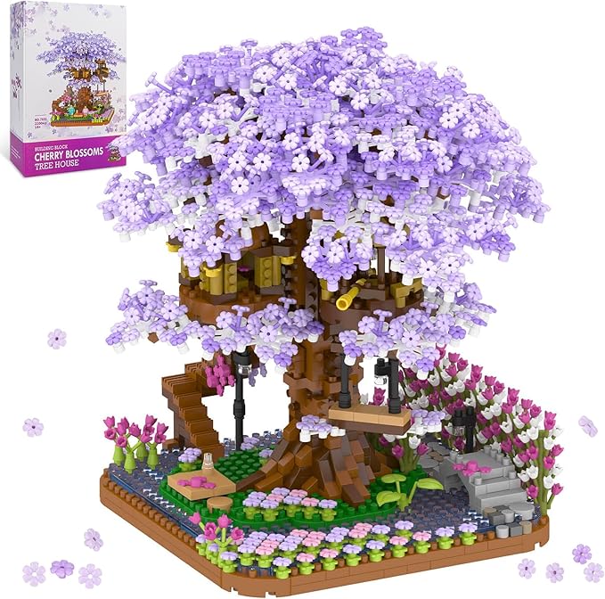 Cherry Blossom Bonsai Tree Mini Micro Building Set, Japanese Sakura Tree House Model Sets for Adults, Flowers House Mini Bricks Building Kit, Creative Gift Toys for Kids 12-14 (2200PCS)