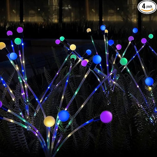 Zavothy Solar Garden Lights, Christmas Decorations Solar Fairy Lights Outdoor Waterproof, 4 Pack 32LEDs Sway by Wind, Dancing Fireflies Lights for Garden Decor Yard Patio Pathway Decoration