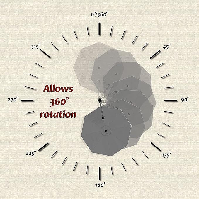 PURPLE LEAF 9' X 11.5' Patio Umbrella with Base Outdoor Cantilever Rectangle Umbrella Offset Umbrella with 360-degree Rotation for Garden Deck Pool Patio, Grey