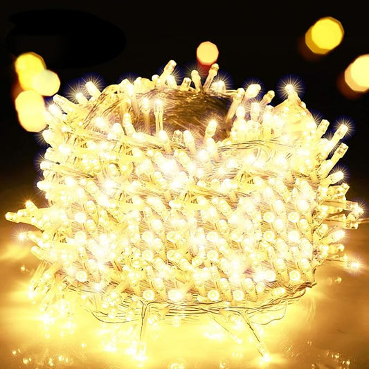 Decute 800 LED 272FT Christmas String Lights - 8 Modes with Timer Function, Waterproof Fairy Lights for Christmas Tree, Party, Wedding, Yard, Garden, Indoor/Outdoor Decorations, Warm White