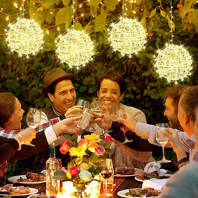 Christmas String Lights Outdoors,4 Pack 11.81" Sphere Lights,Ball Tree Garden Globe Lights for Home, Party, Christmas, Porch Patio,Wedding, Garden,Tree Decoration with Plug