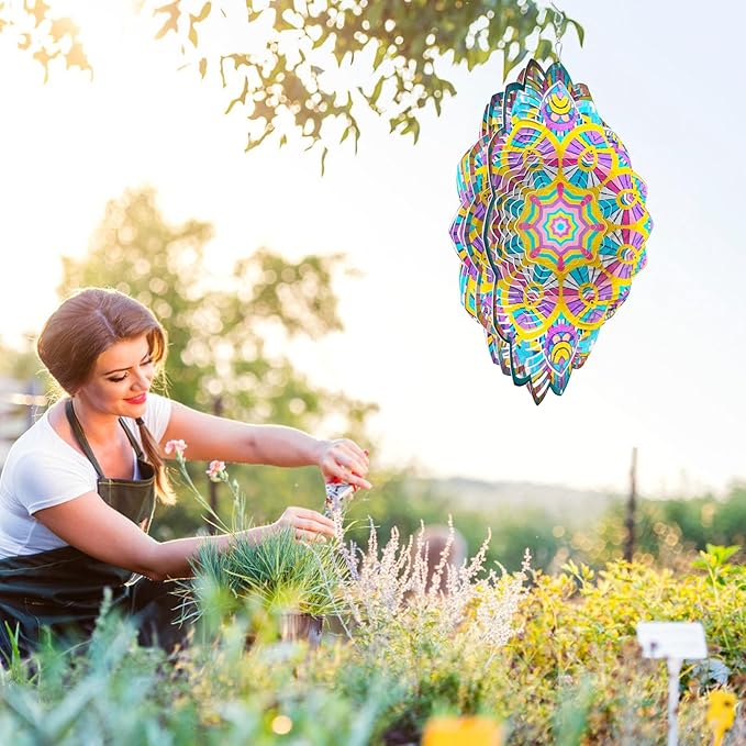 Wind Spinners Mandala Wealth Peacock,3D Wind Spinner for Yard and Garden,12In Christmas Decorations Kinetic Yard Art Outdoor&Indoor Decor Wind Sculpture,Worth Gift for Mother/Father