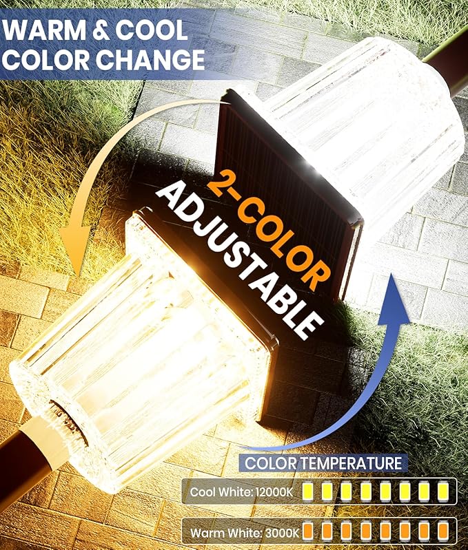 Super Bright Solar Pathway Lights Outdoor Powered,Adjustable Warm&Cool White,Waterproof IP65 Garden Decor Landscape Lighting Outside for Yard/Patio/Walkway/Driveway/Landscape (Cocoa Brown, 4 Pack)