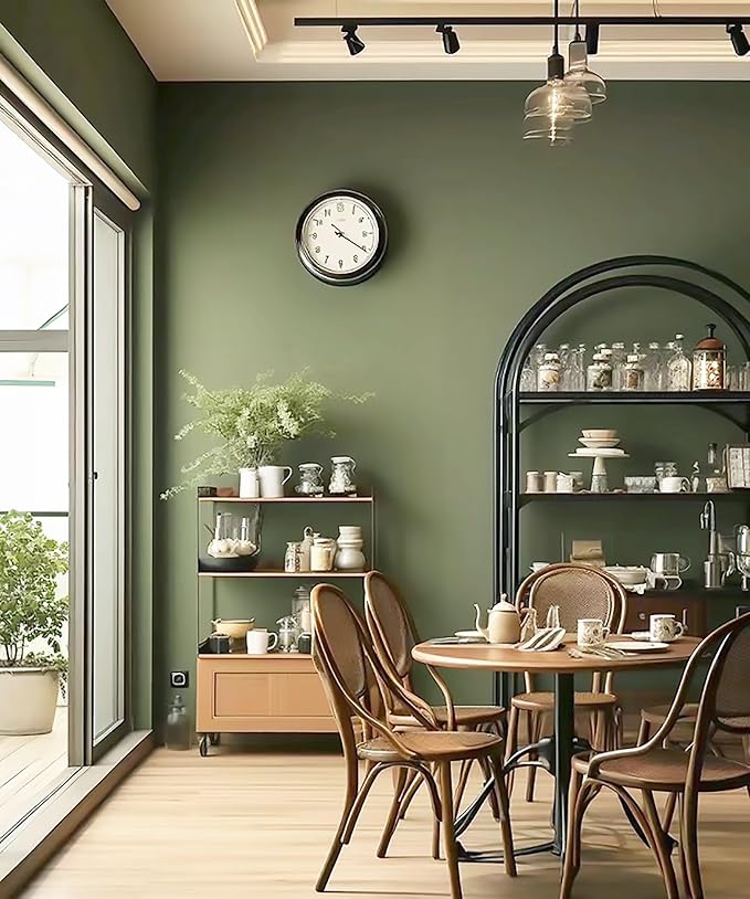 Dimoon 78.7''x17.7'' Green Peel and Stick Wallpaper Contact Paper Modern Self Adhesive Wall Paper Removable Renter Friendly Textured Solid Color Shelf Cabinet Vinyl Roll (78.7''x17.7'',Olive Green)