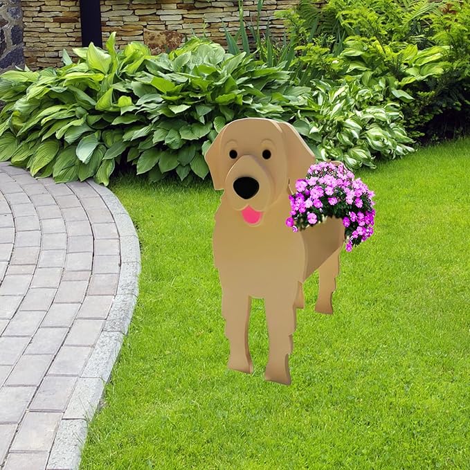Golden Retriever Dog Planter Plant Pots,Cute Garden Dog Flower Planter,Dog Planters Birthday Gifts for Women,Office,Indoor/Outdoor Decor(9.45 * 7.17 * 13.82in)