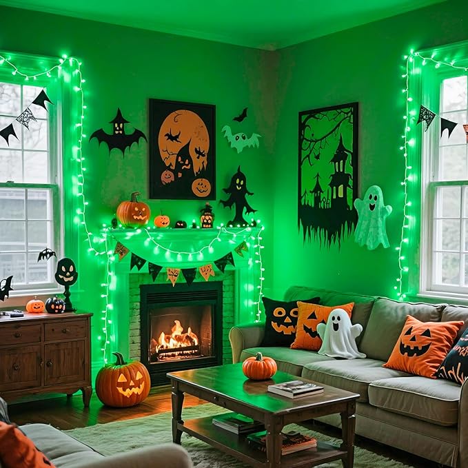 JMEXSUSS Green Lights for St Patrick's Day Decoration, 200 LED Green Christmas Lights Clear Wire, Connectable Green String Lights Indoor Outdoor for Spring Tree Garden St. Patricks Day Decor