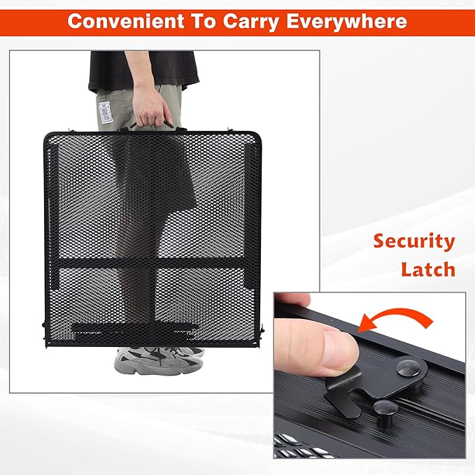 Folding Grill Table, 4x2 FT Portable Camping Table, Lightweight Height Adjustable Metal Tables with Mesh Desktop and Mesh Bag, Outdoor Tables for Camping, Picnic, Beach and BBQ, Black