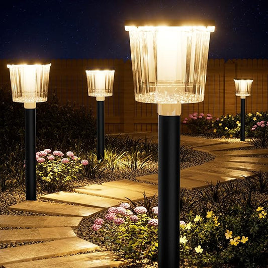 Super Bright Solar Pathway Lights Outdoor Powered,Adjustable Warm&Cool White,Waterproof IP65 Garden Decor Landscape Lighting Outside for Yard/Patio/Walkway/Driveway/Landscape (Obsidian Black, 5 Pack)