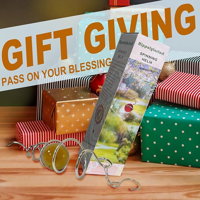 Gazing Ball Spiral Tail Wind Spinner,Decorative Wind Spinner 11inch Tail and 2 inch Glass Orb. Indoor Outdoor Wind Spinner Tail Sun Catcher Garden Decoration-13 inch Height(Gold)