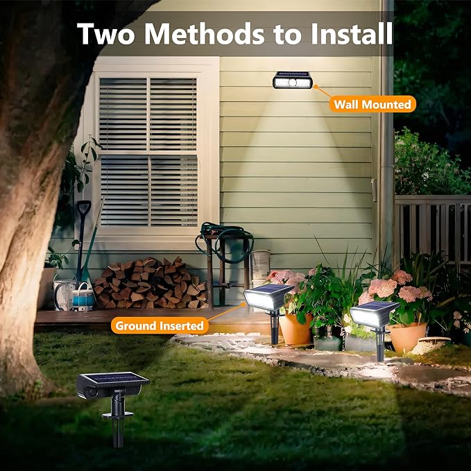 Toodour Solar Spot Light Outdoor, 6 Pack Solar Lights Outdoor with 2 Modes, Waterproof Solar Powered Flood Lights Landscape Lighting for Yard Garden Home Pathway Walkway Outdoor Decor - Cool White