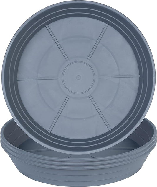 Plant Saucer 8 Inch 4 Pack 6 8 10 12 14 16 18 20 25, Plastic Plant Trays for Pots，Extra-Deep Plant Water Dray Tray, Bird Bath Bowl, Heavy Flower Plant saucers Indoors and Outdoor No Holes 8in-4 grey