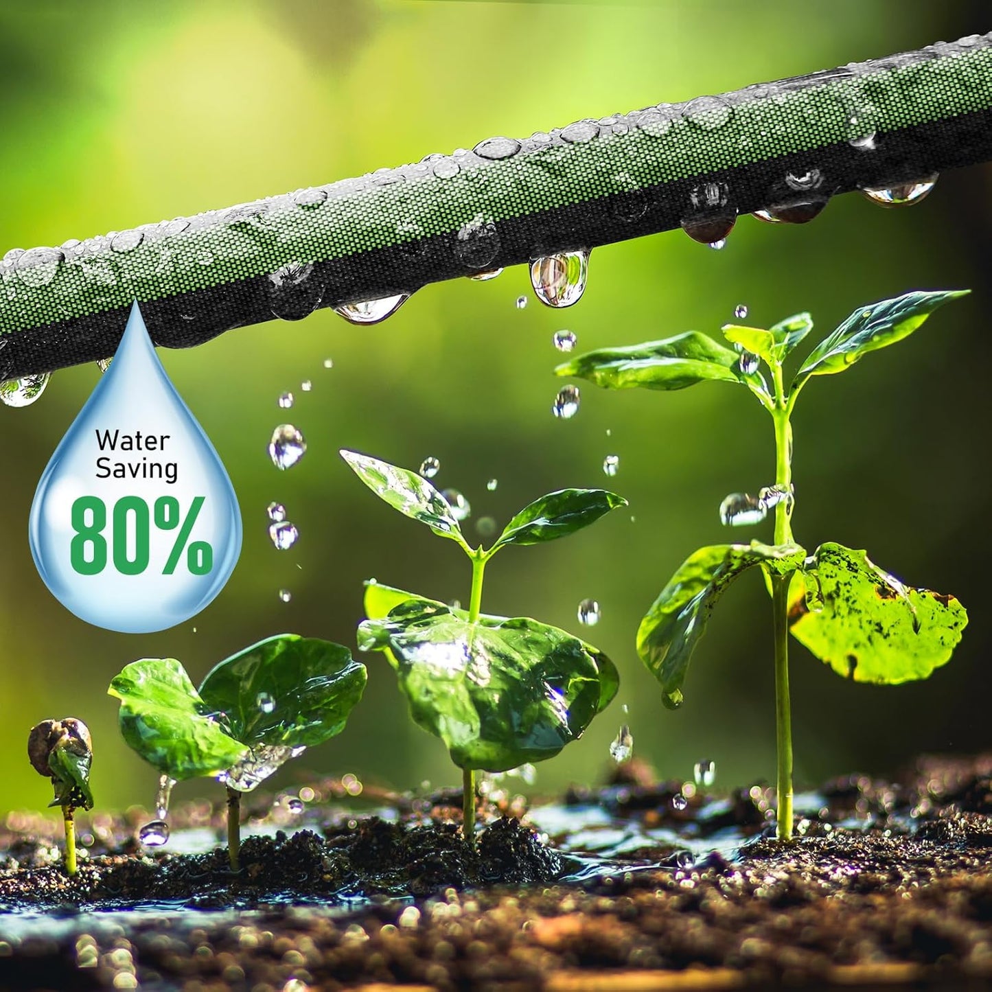 Flat Soaker Hose 15FT for Garden and Lawns, 80% Water-Saving Drip Irrigation Hose with Anodized Aluminum Ends, Flexible Leakproof Double Layer Gardening Hoses ﻿