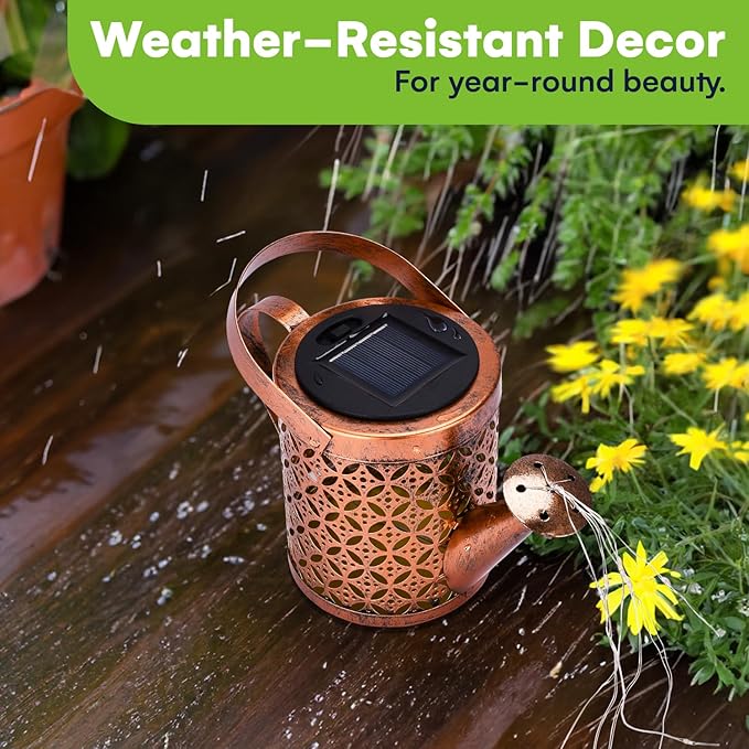 SteadyDoggie Solar Outdoor Garden Lights - Waterproof Metal Shower Lights with Flameless LED Lanterns - Decorative Solar Yard Decorations for Pathways, Patio, and Garden, 6.4x8.6 Inch