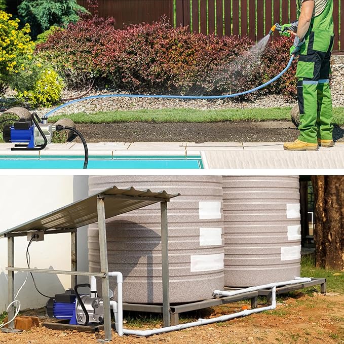 110V Electric Shallow Well Pump, 1.5HP 1532GPH 152FT Water Transfer Pump, Portable Stainless Steel Sprinkler Booster Jet Water Pumps for Garden Lawn Irrigation System