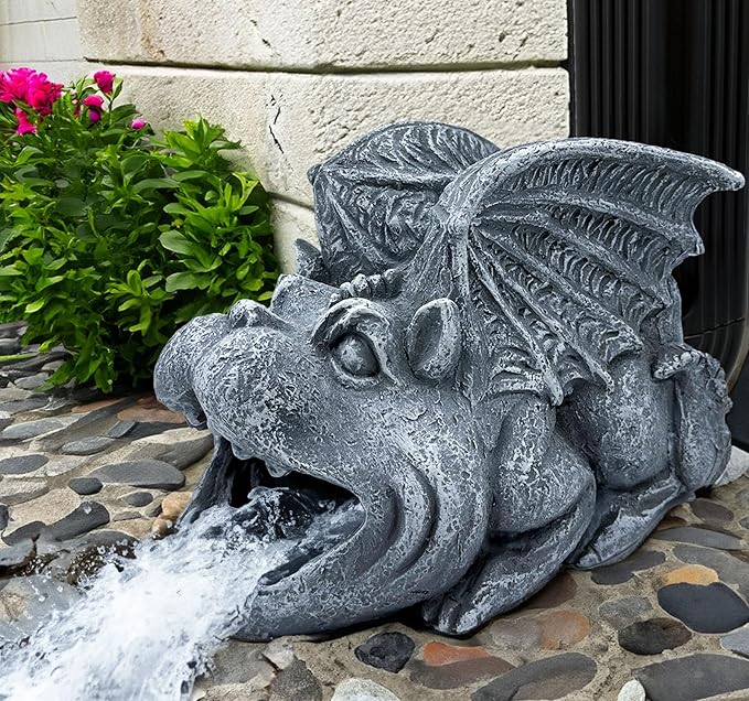 Gothic Gargoyle Statue Decor, Gutter Downspout Splash Block & Diverter, Lifelike Garden Rain Downspout Diverter, 3"x4" Decorative Gutter Extension, Outdoor Gargoyle Statues, Unique Home Accent