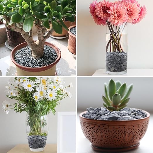 20lbs Grey Pebbles for Landscaping, 3/8inch Small Rocks for Gardening Succulent Cactus Plants, Natural Polished Pebbles, River Rocks for Plants, Vases