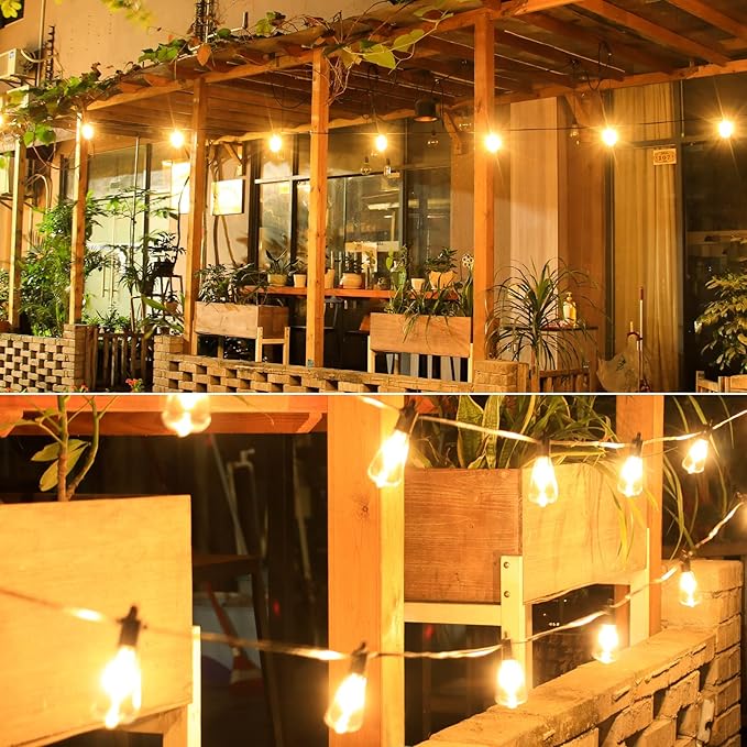 Outdoor String Lights, 150FT LED Patio Lights with 72+3 ST38 Vintage Edison Shatterproof Bulbs, Waterproof Connectable Dimmable Outside Hanging Lights for Backyard Bistro Porch Gazebo(75FTx2)