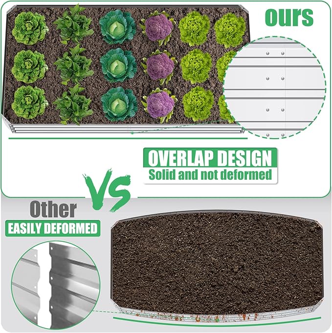 SnugNiture Galvanized Raised Garden Bed 6x3x2FT Outdoor Large Metal Planter Box Steel Kit for Planting Vegetables, Flowers