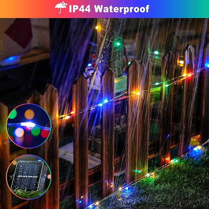 JMEXSUSS 4 Pack Solar Fairy Lights Outdoor, Each 66ft 200 LED Multicolor Fairy Lights Solar Powered 8 Modes, Copper Wire Mini Solar String Lights for Tree Garden Patio Party Christmas Decorations