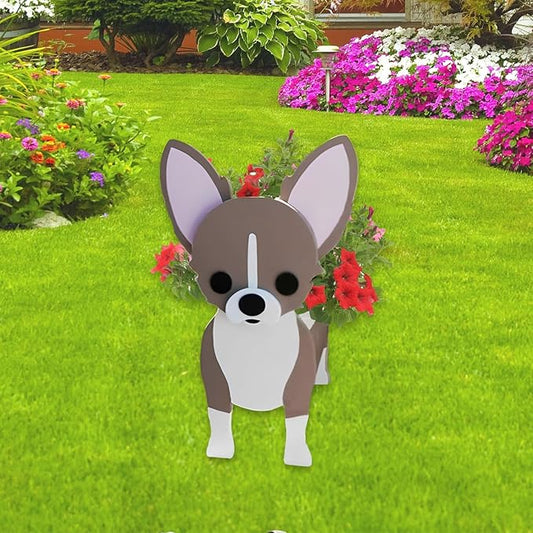 Chihuahua Dog Planter Plant Pots,Cute Garden Dog Flower Planter,Dog Planters Birthday Gifts for Women,Office,Indoor/Outdoor Decor（9.45 * 5.94 * 13.39in）