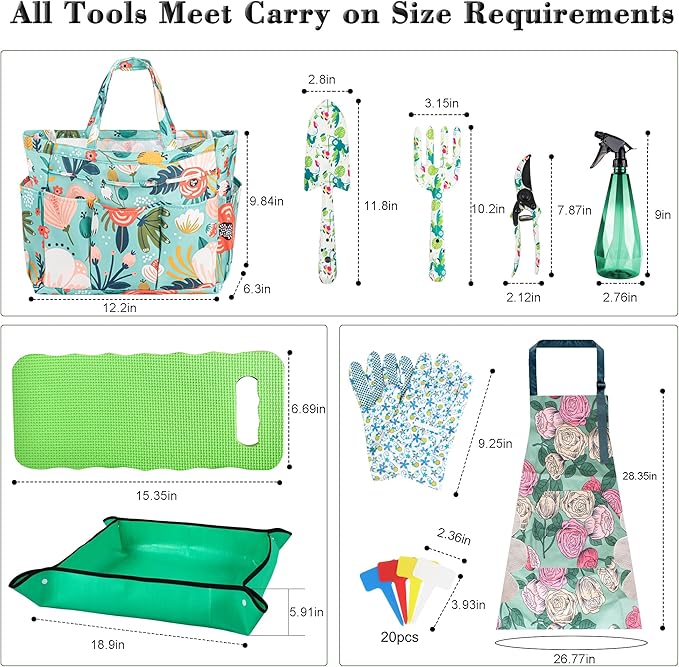 Garden Tool Set 10 Pcs, Heavy Duty Gardening Hand Tools with Garden Tool Bag, Mom Gifts for Mothers Day, Gardening Gifts for Women Garden Lover, Birthday Christmas Thanksgiving for Mom Grandma
