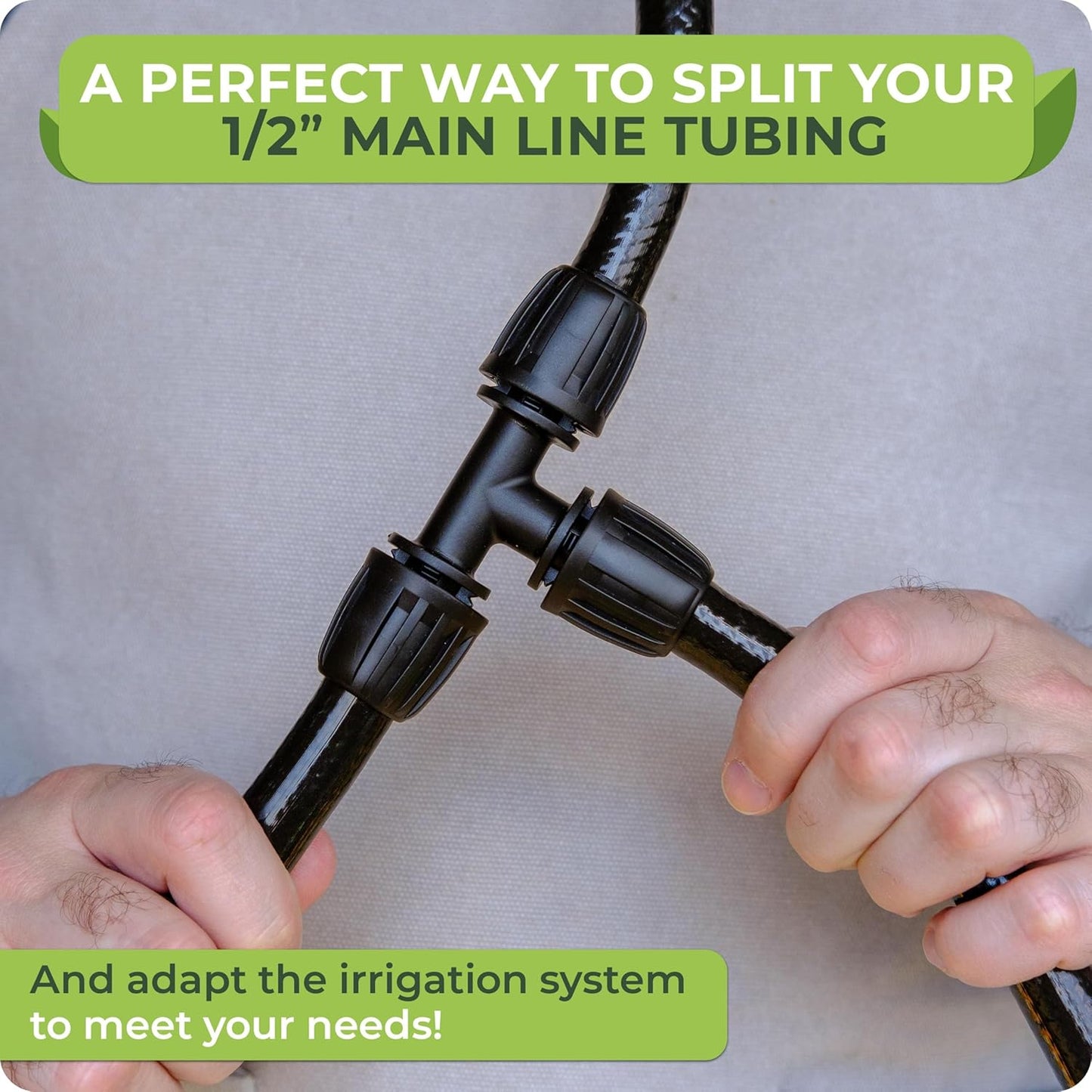 Carpathen Drip Irrigation Fittings Pack - for Push-to-Connect Irrigation System - 3 x 3/4" to 1/2" Irrigation Tubing Faucet Adapter, 1 x 3Way Tee T Shape Barbed 1/2 Tubing Splitter, 3 x 1/2 End Plugs