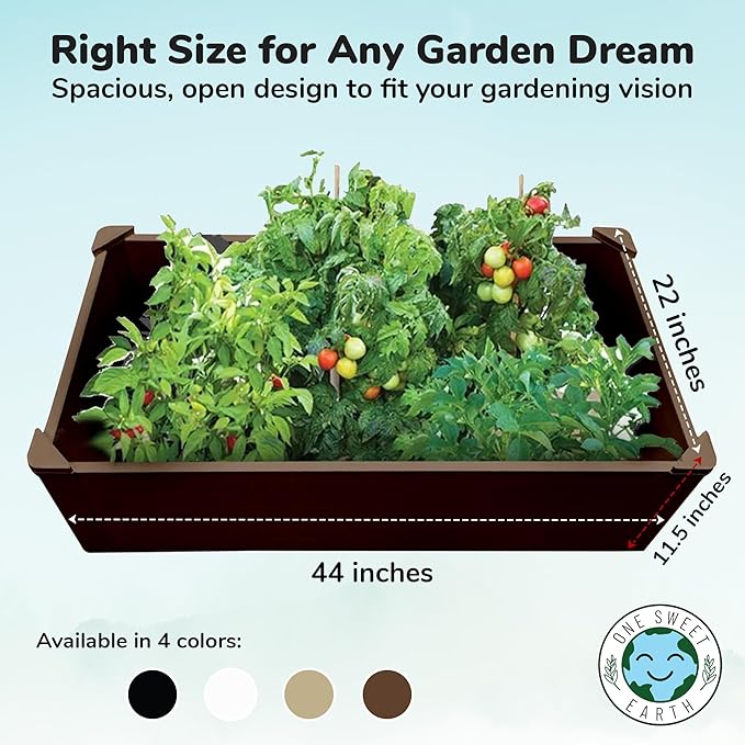 Raised Garden Bed - 2x4 ft Planter Box - Brown HDPE - No Tools Needed - DIY Kit for Urban Gardening, Flowers, Herbs & Vegetables - Made in The USA