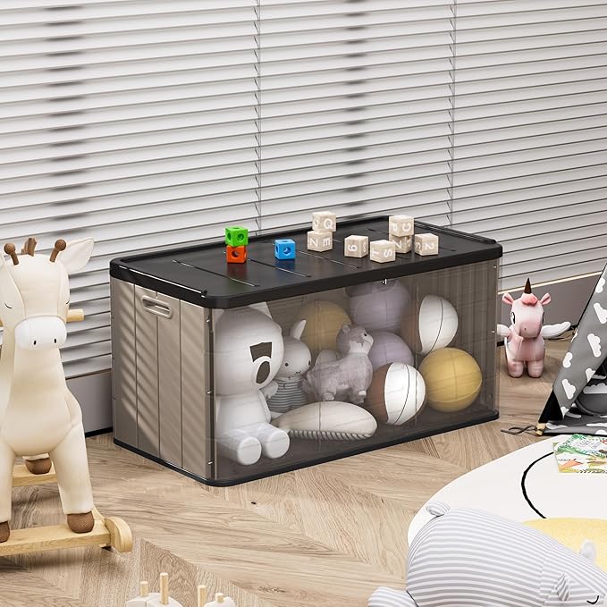 Heavy-Duty 100 Gallon Outdoor Storage Bench - Waterproof Patio Deck Box for Outside Use, Lockable Resin Storage with UV Protection, Granite Grey