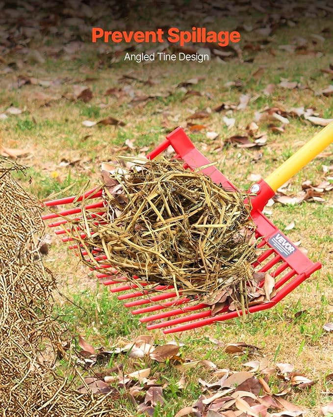 VEVOR 6PCS Manure Fork Replacement Head, 18 Angled Tines Horse Manure Fork Head, Durable Plastic Pitchfork Heads, Horse Mulch Rake for Picking up Stable Stall Muck Grass Hay Cleaning Farm Work