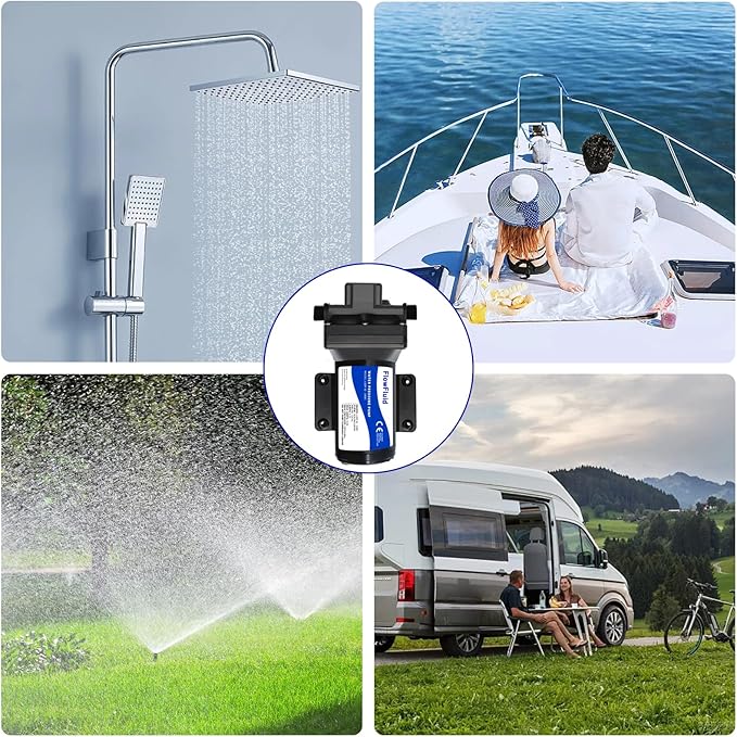 12V DC Water Pressure Booster Pump for RV,70PSI 5GPM Washdown Fresh Self Priming Diaphragm Pump for Boats with Filter,4-Chamner Transfer On Demand Pump for Marine Yacht Caravan Garden Hose