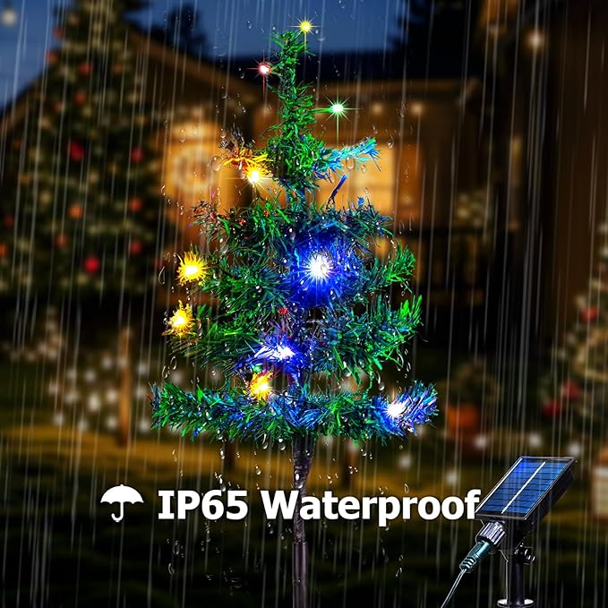 Solar Christmas Decorations Outdoor, 2pcs Solar Christmas Tree Lights Garden Decor, Waterproof Solar Lights Outdoor for Yard Decorations, for Women, Mom