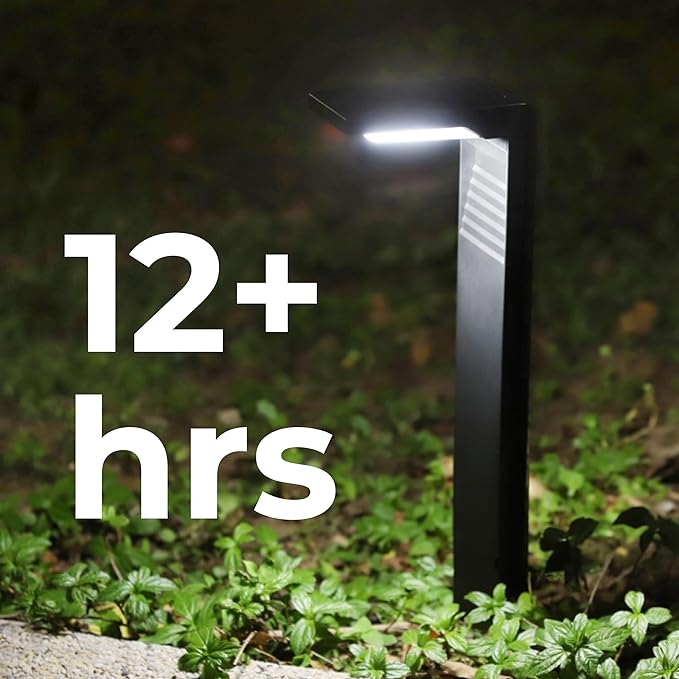 Techko Outdoor Solar L-Shaped Path Lights (2-Pack), Modern Minimal Design, Waterproof IP65, Garden Lights for Landscape, Yard, Walkway, Pathway,Matte Black