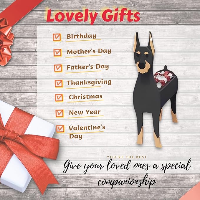 Doberman Dog Planter Plant Pots,Cute Garden Dog Flower Planter,Dog Planters Birthday Gifts for Women,Office,Indoor/Outdoor Decor（9.45 * 5.28 * 13.58in）