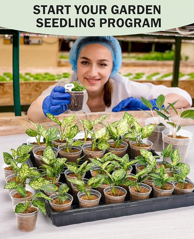 homenote Clear Nursery Pots for Plants,4 Inch Plant Pot for Planting Plastic Seedling with Drainage Holes Seed Starter Flower High Transparency with 20 Labels (60 Pack)