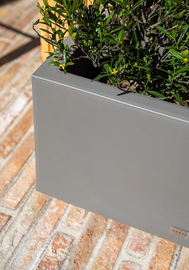 Veradek Block Series Long Box Planter - Large Rectangular Planter for Indoor or Outdoor Patio/Porch | Durable All-Weather Use with Drainage Holes | Modern Décor for Tall Plants, Flowers or Shrubs