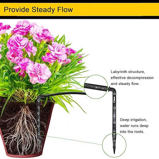 Drip Irrigaition Kits for 1/4" Tubing 32ft, Silicone Hose Drip Irrigation Accessories Compatible Automatic Drip Kit or Watering System Fittings Kit Pack