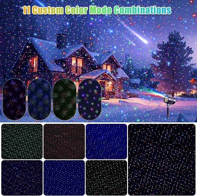 3 Color Christmas Laser Projector Lights Outdoor,Red Green Blue Halloween Projection Lights with RF Control,Waterproof Firefly Laser Light Show Holiday Decor for Party/Xmas/Garden/Home/New Year/Indoor