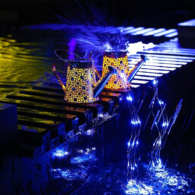 VOOKRY Watering Can with Lights, Large Hanging Solar Lights Outdoor Waterproof, Decorative Retro Metal Solar Garden Decor for Patio Yard Porch Lawn Landscape Gardening Gifts for Mom Grandma Women