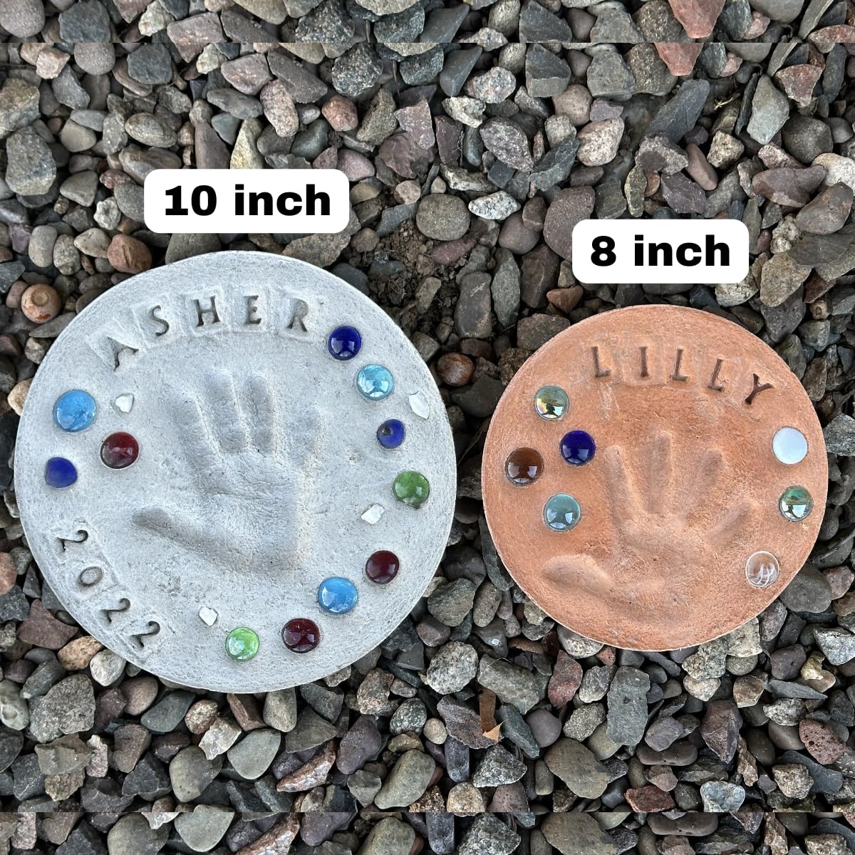 DIY Stepping Stone Kit with Color Pigment, Handprint Stepping Stone, Mother's Day Gift, Footprint Stepping Stone (10 Inch, Red)